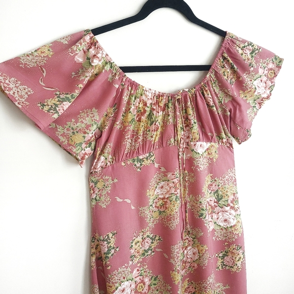 Auguste Bonnie Cottagecore Beachside Milkmaid Floral Prarie Mini Dress - Picture 3 of 16